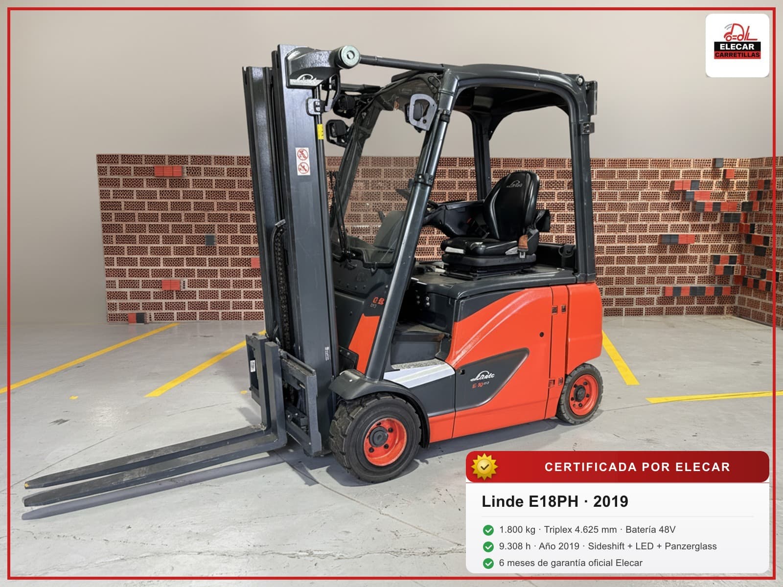 Linde E18PH 2019 — vista frontal 3/4